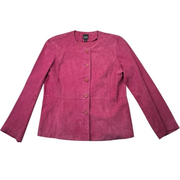 Eileen Fisher Pink Relaxed Goat Suede Jacket - Picture 1 of 12